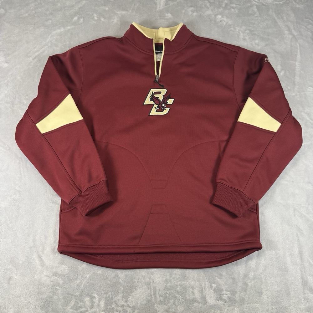 Boston College Eagles Reebok Fleece 1/4 Zip Pullover Chest Embroidered Men s L - Picture 2 of 12